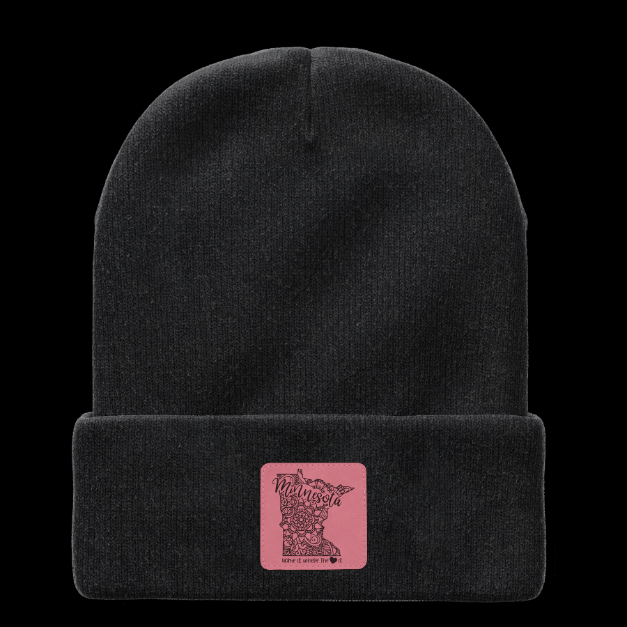 faux leather patches on ski cap