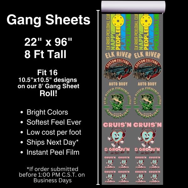 DTF Gang Sheets- 8' - Apex-Transfers