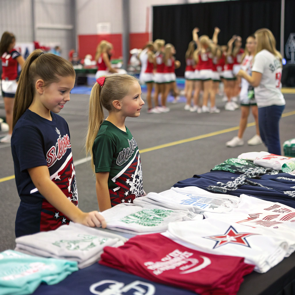 Young Cheerleader Girls Selling Printed T Shirts A